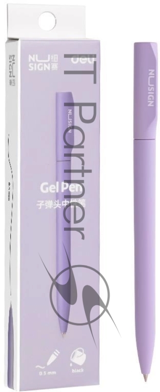 Ручка гелевая Deli Nusign NS552VIOLET фиолетовый, d=0.5мм, черные чернила, автоматическая