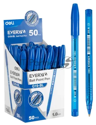 Ручка шариковая Deli EQ19-BL синий, d=1мм, синие чернила