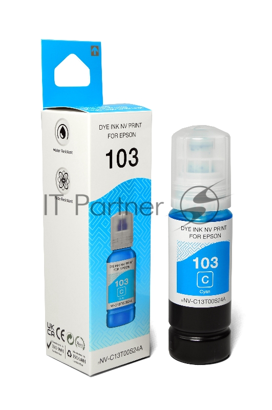 Чернила NVPrint 103 (NV-C13T00S24A) для Epson L1110, L3100 (70 мл) Cyan (в коробке) совместимые