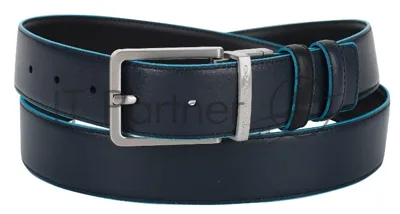 Ремень мужской Piquadro Blue Square CU2619B2/NBLU2, черный/темно-синий, натур.кожа