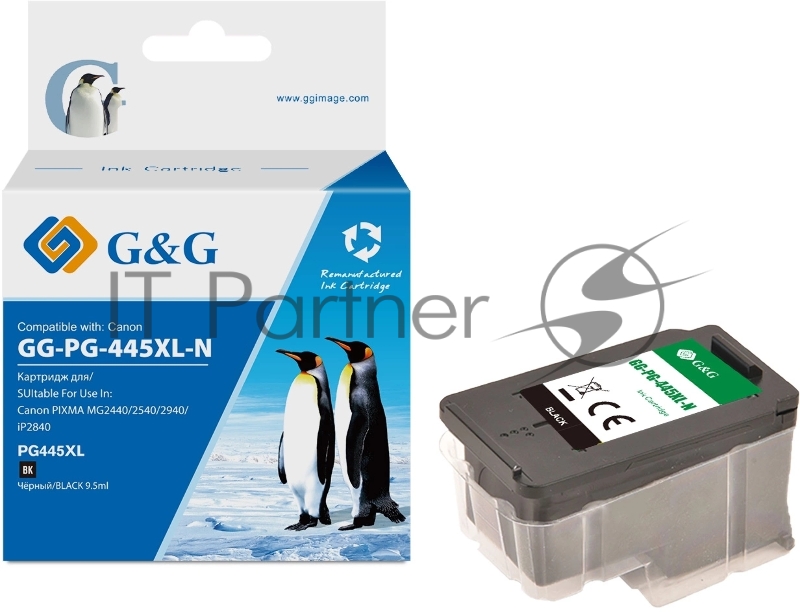 Картридж струйный G&G GG-PG-445XL-N (PG-445) черный (15 мл) для Canon PIXMA MG3040/2545S/2440/2940/2540/2540S;iP2840;MX494;TS204/3140/3440;TR4540/3340/4640