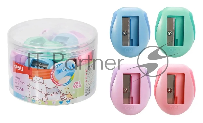 Точилка для карандашей ручная Deli MiYou EH550, 1 отверстие, пластик, ассорти, туба