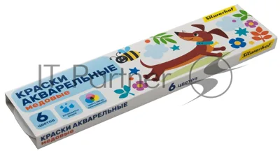 Краски акварельные Silwerhof 961139-06 Веселые друзья, медовые, 6 цветов, без кисти, картонная коробка