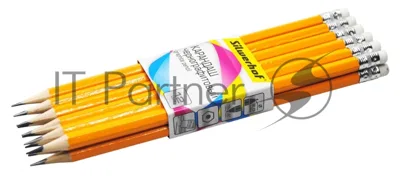 Карандаш чернографитный Silwerhof Basic 120636-00 2мм HB, шестигранный, дерево, картонная перетяжка, ластик