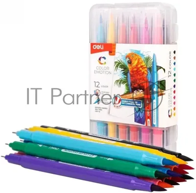 Фломастеры Deli EC151-12 Color Emotion 12 цветов, пластиковая коробка (12шт)