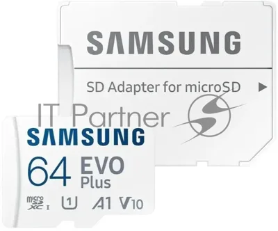 Флеш карта microSD 64Gb SAMSUNG EVO PLUS microSDXC Class 10, UHS-I, (SD адаптер) 130MB/s