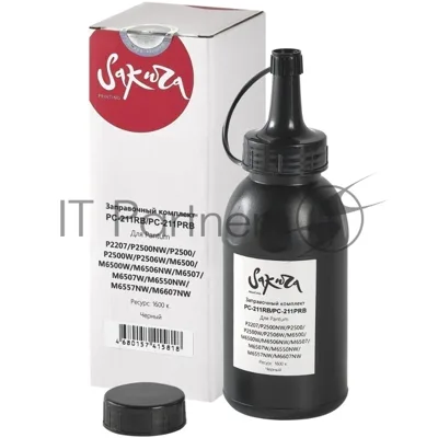 Заправочный комплект тонера с чипом Sakura ZKPC-212RB для Pantum M6502/M6502W/M6552NW/P2502/P2502W, черный, 65гр.