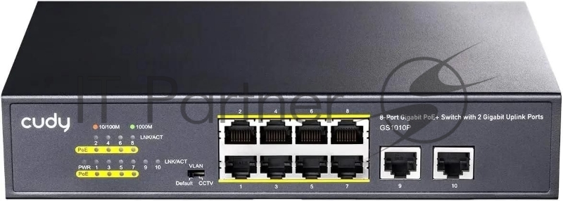 Коммутатор Cudy GS1010P, 8×1 Гбит/с, 2×1 Гбит/с