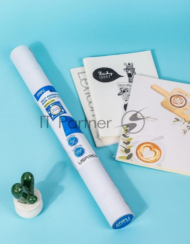 Пленка Deli EH832 Uspire для книги с липк.сл. ПП гладкая прозр. 500х5000