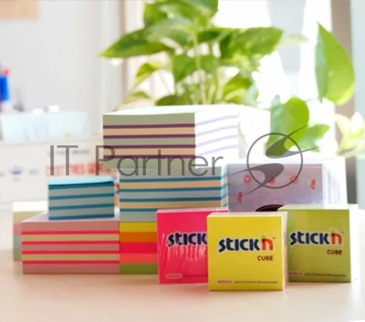 Блок самоклеящийся бумажный Stick`n 21203 51x51 мм, 250 листов, 70 г/м2, неон, 5 цветов в упаковке