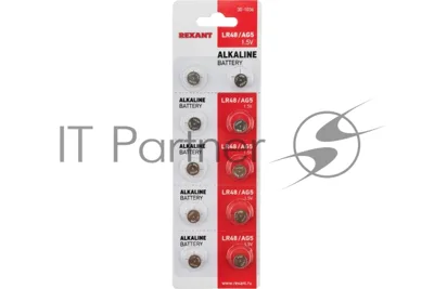 Батарейки часовые Rexant LR48, 1,5В, 10 шт (AG5, LR754, G5, 193, GP93A, 393, SR754W) блистер