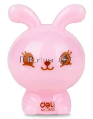 Точилка для карандашей ручная Deli Rabbit E0560, 1 отверстие, пластик, ассорти блистер