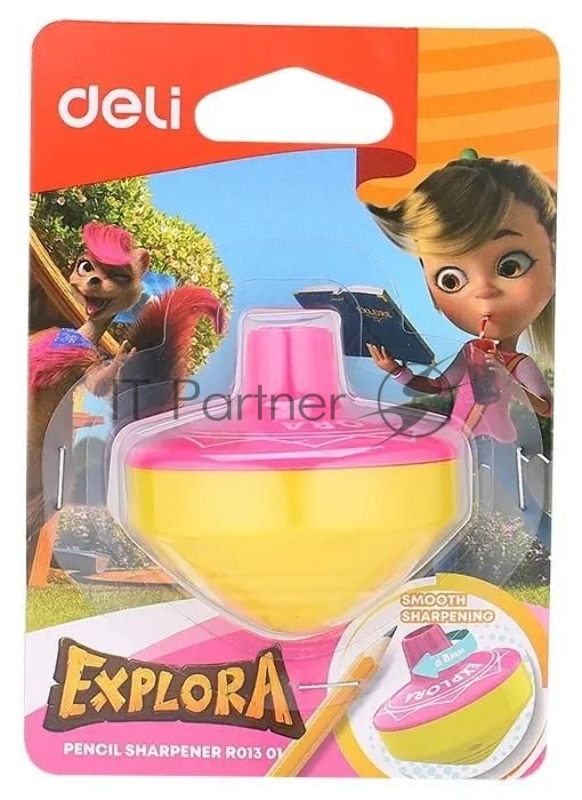 Точилка для карандашей ручная Deli Gyro ER01301 Explora, 1 отверстие, пластик, ассорти блистер