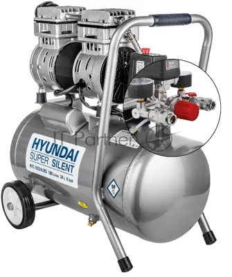 Компрессор поршневой Hyundai HYC 18224LMS безмасляный 180л/мин 24л 1000Вт серебристый