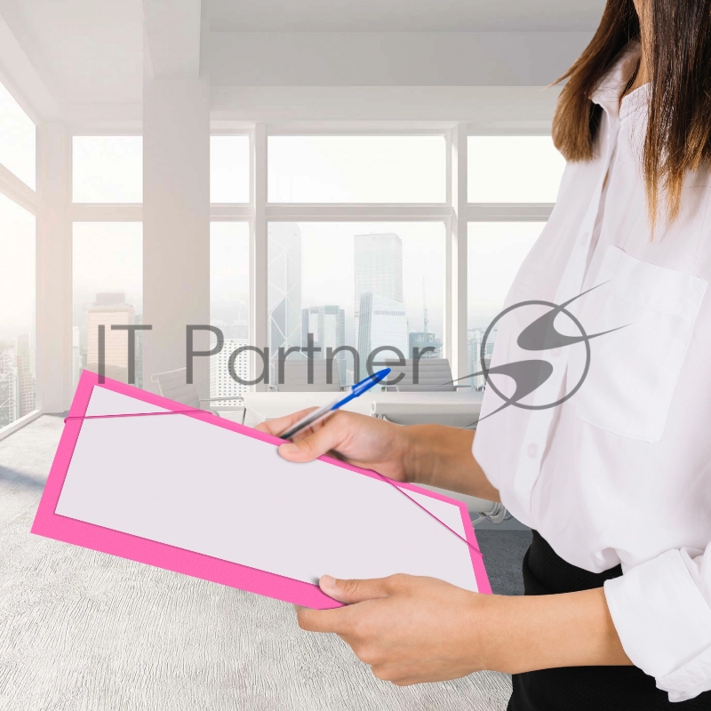 Папка на резинке Бюрократ Double Neon DNE510PINK A4, пластик, корешок 30мм, 0.5мм, розовый