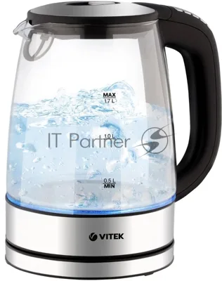 Чайник электрический Vitek VT-8828 1.7 л, 2200 Вт, серебристый корпус: стекло/металл