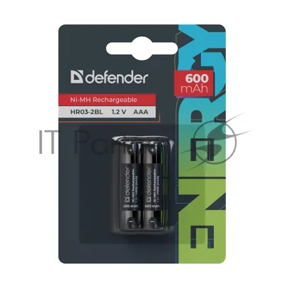 Аккумуляторная батарея Defender HR03-2BL 600 mAh ААА, Ni-MH, блистер, 2 шт.