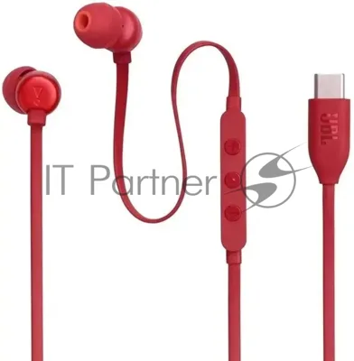 Проводные наушники JBL Tune 310C красный, внутриканальные, USB Type-C