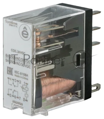 Реле 8A 2CO 24VDC тест кнопка LED