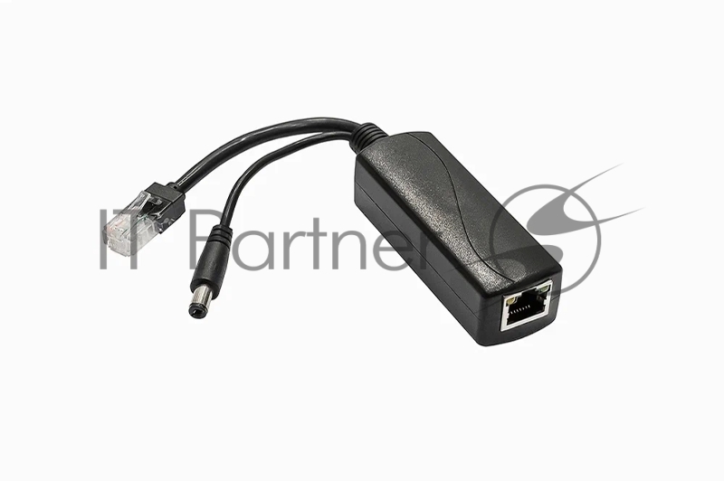 PoE-сплиттер Fast Ethernet. Соответствует стандартам PoE IEEE 802.3af/at. Предназначен для питания оконечных сетевых устройств, не поддерживающих PoE. Порты: вх. - RJ45(10/100 Base-T, IEEE 802.3af/at), вых. - кабель RJ45(10/100 Base-T)/штекер 5.5x2.1мм. Входное напряжение: DC36-57V. Выходное напряжение: DC12V/2A. Встроенная защита от перенапряжения, короткого замыкания. Размеры (ШхВхГ): 80x31x26мм. Длина кабеля - 12см. Рабочая температура -25...+75°C.