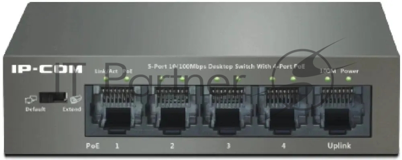 Коммутатор IP-COM F1105P-4-63W, 4×100 Мбит/с PoE + 1×100 Мбит/с, неуправляемый
