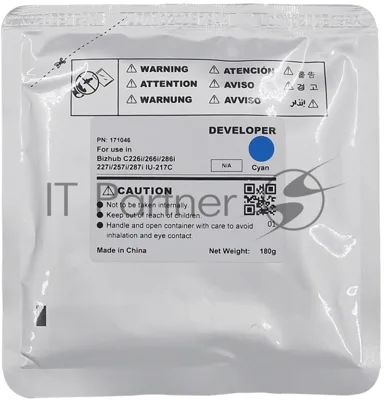 Девелопер CET IU-217C-Developer для KONICA MINOLTA Bizhub C227i/C257i/C287i Cyan, 180г, 90000 стр.