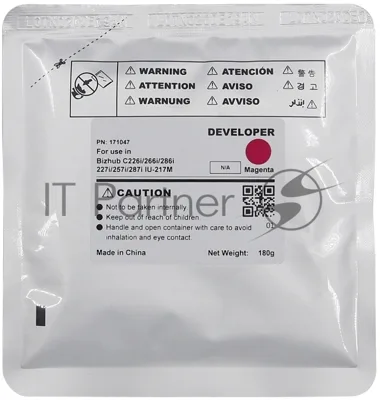 Девелопер CET IU-217M-Developer для KONICA MINOLTA Bizhub C227i/C257i/C287i Magenta, 180г, 90000 стр.