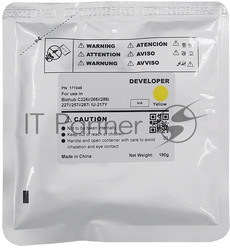 Девелопер CET IU-217Y-Developer для KONICA MINOLTA Bizhub C227i/C257i/C287i Yellow, 180г, 90000 стр.