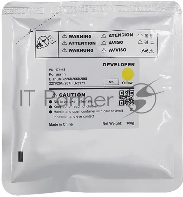 Девелопер CET IU-217Y-Developer для KONICA MINOLTA Bizhub C227i/C257i/C287i Yellow, 180г, 90000 стр.