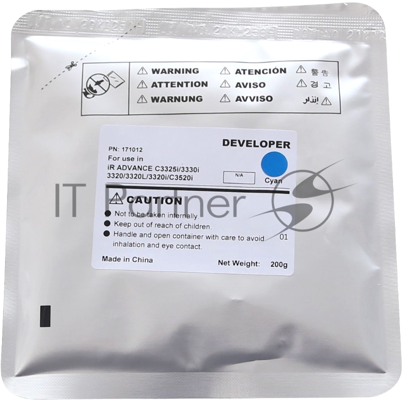 Девелопер для CANON iR ADVANCE C3320/3325i/3330/3525i/3530i CET Cyan, 200г, 240000 стр., CET171012