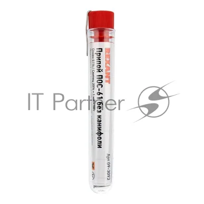 Припой без канифоли Rexant ПОС-61 10г d1.0мм (Sn61 Pb39) колба