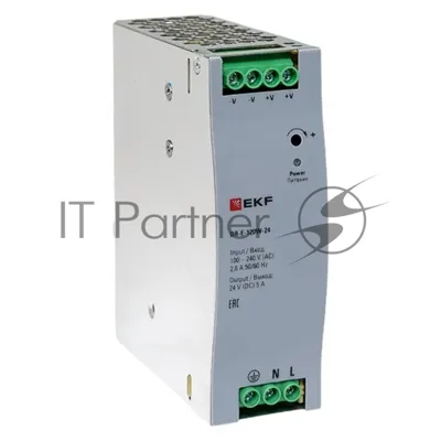 Блок питания на дин рейку EKF DR-E-120W-24 120 вт,Uвх ~ 220 В AC, Uвых - 24 В DC постоянного тока