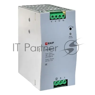 Блок питания на дин рейку EKF PROxima DR-E-240W-24 240 Вт,Uвх ~ 220 В AC, Uвых - 24 В DC постоянного тока