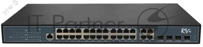 Коммутатор RVi RVi-1NSM24G-4C, 24×1 Гбит/с PoE + 4×1 Гбит/с SFP (Combo), управляемый