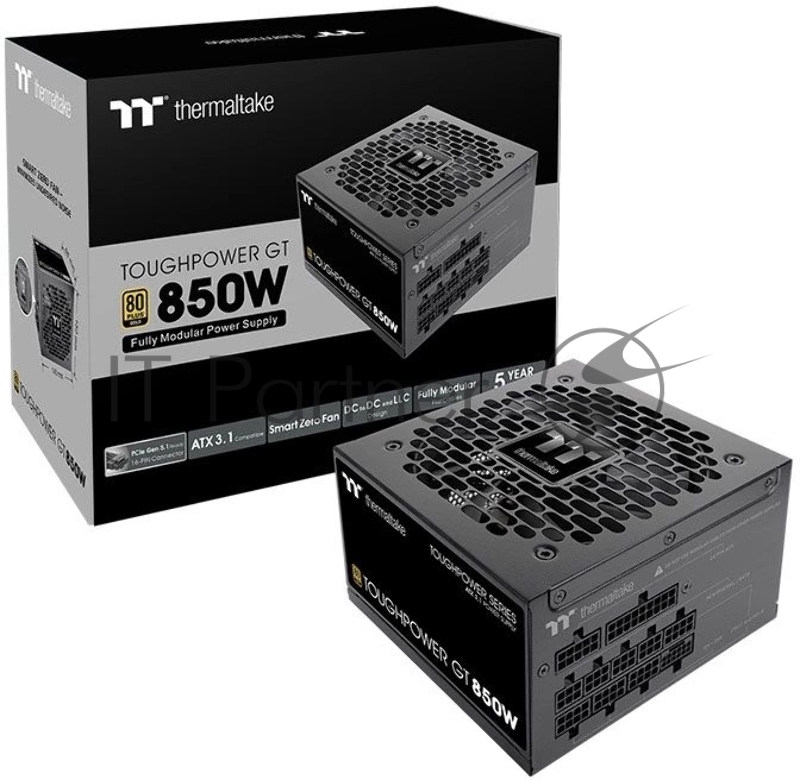 Блок питания Thermaltake Toughpower GT 850W, 850Вт, 80+ Gold, 120мм, модульный, черный