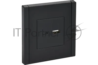 Розетка IEK FORTE&PIANO FP151 USB A+C 18Вт черный