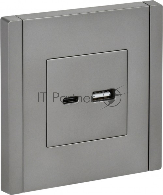 Розетка IEK FORTE&PIANO USB A+C 3,1А FP550 сталь