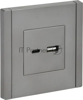 Розетка IEK FORTE&PIANO USB A+C 3,1А FP550 сталь