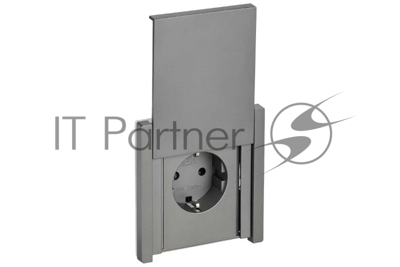 Розетка IEK FORTE&PIANO FP521 1-местная с заземлением с защитными шторками и крышкой винтовое крепление 16А IP44 сталь