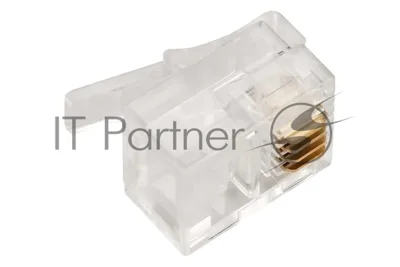 Коннектор LANMASTER TWT-PL12-6P4C/JR100, UTP кат.3 RJ12, прозрачный (упак.: 100 шт)