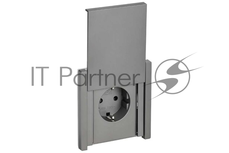 Розетка IEK FORTE&PIANO FP519 1-местная с заземлением с защитными шторками и крышкой безвинтовое крепление 16А IP44 сталь
