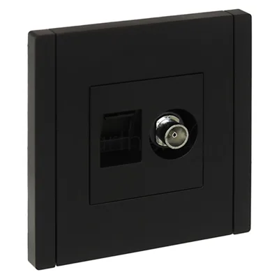 Розетка двойная TV+RJ45 кат.5E IEK FORTE&PIANO FP136 черный
