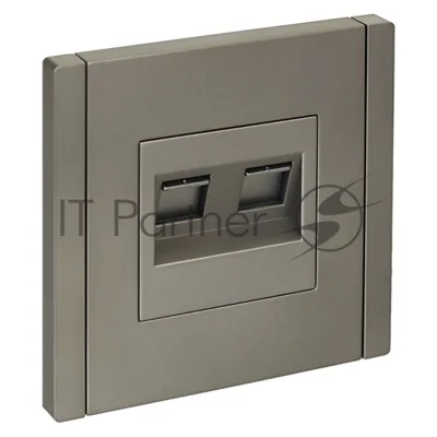 Розетка компьютерная IEK FORTE&PIANO FP533 2-ая RJ45 кат.5E сталь