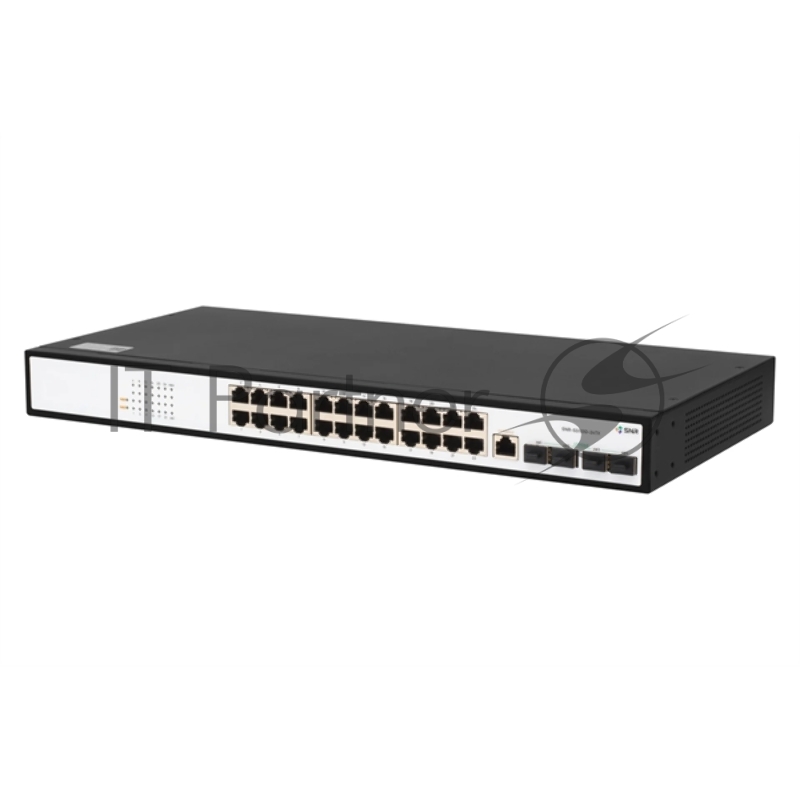 Коммутатор управляемый SNR уровня 2+, 24 порта 10/100/1000Base-T, 4 порта 1/10G SFP+, встроенный БП ~220V AC