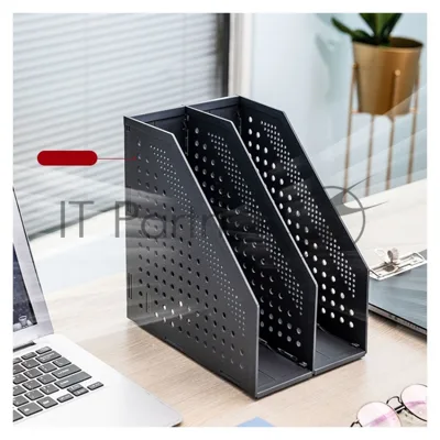 Лоток вертикальный Deli 78999Black 2 отд. складной A4 168х255х243мм черный, пластик