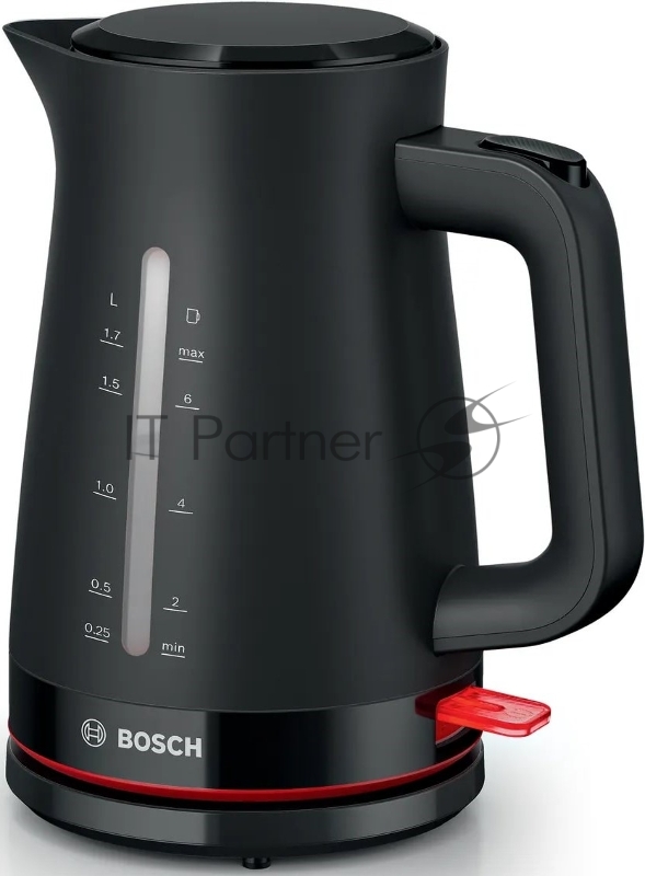 Электрочайник Bosch TWK3M123 черный, 1.7 л, 2400 Вт, скрытый нагревательный элемент