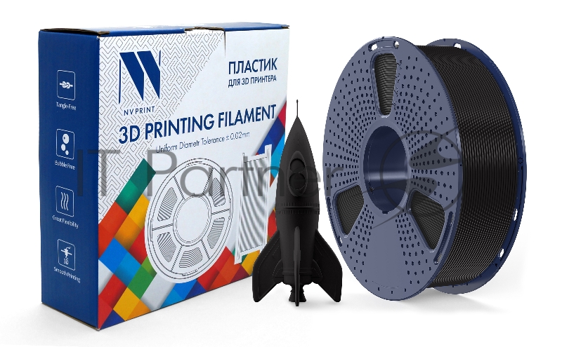Филамент NVPrint PLA High Speed черный для 3D печати диаметр 1.75мм длина 330 метров масса 1 кг
