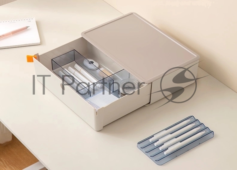 Короб для хранения Deli XDM31grey 1 выдвижной ящик 250x220x125мм серый пластик