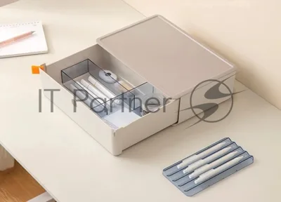 Короб для хранения Deli XDM31grey 1 выдвижной ящик 250x220x125мм серый пластик