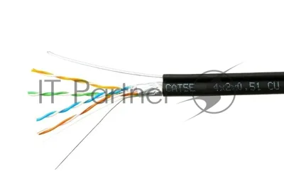 Кабель Cablexpert FPC-5051E-4-CU-OUTR/100, FTP outdoor 4x2x0.51 на тросу, медный, кат.5e, однож., 100м, box, черный